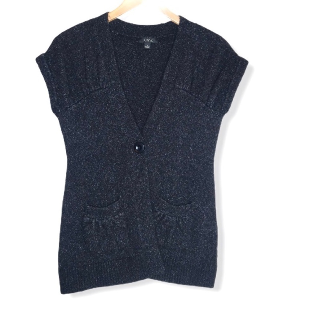 Gnw Short Sleeve Button Cardigan Sweater